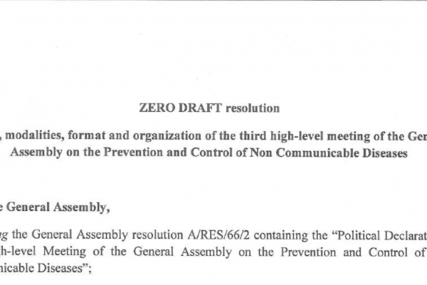 Modalities of the 2018 UN HLM on NCDs